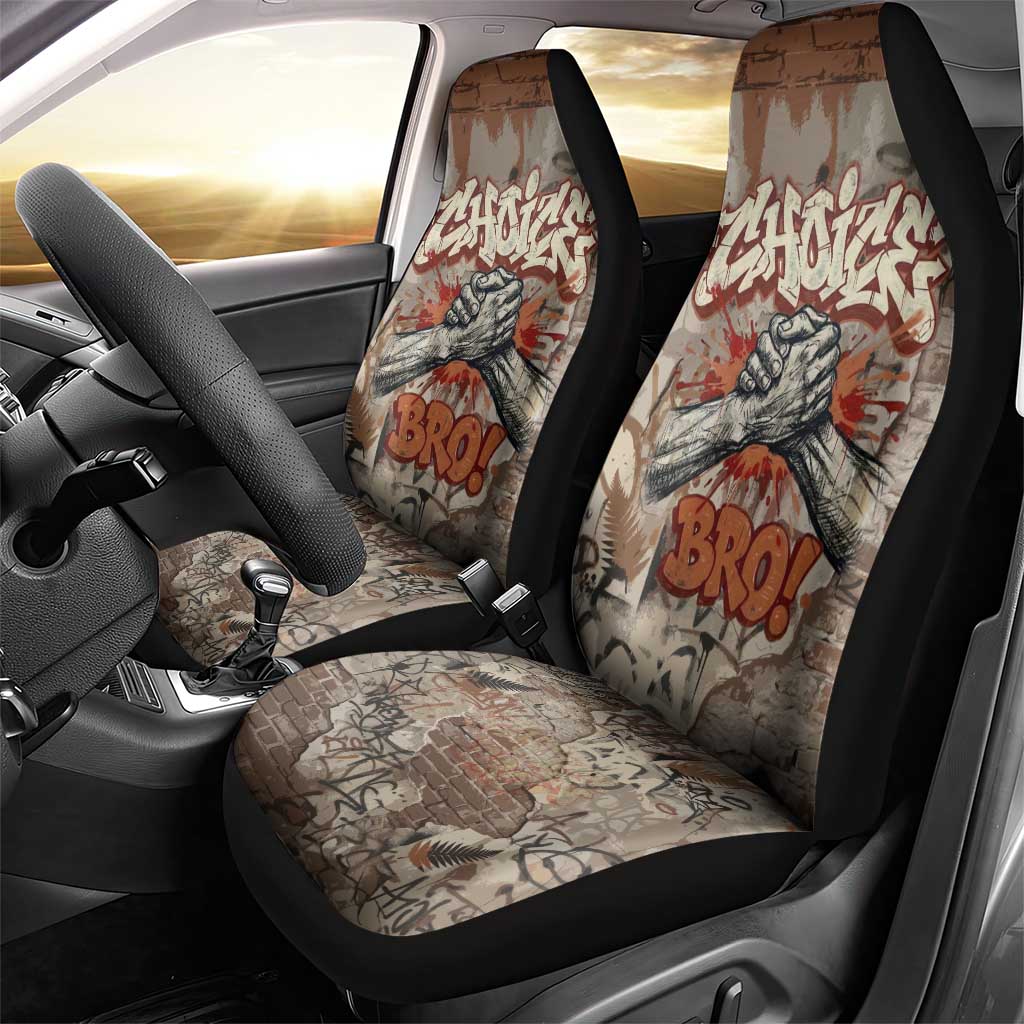 Choice Bro Graffiti Handshake Car Seat Cover New Zealand Slang Fern Brick Wall and Urban Street Art