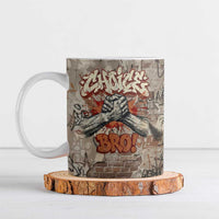 Choice Bro Graffiti Handshake Ceramic Mug New Zealand Slang Fern Brick Wall and Urban Street Art