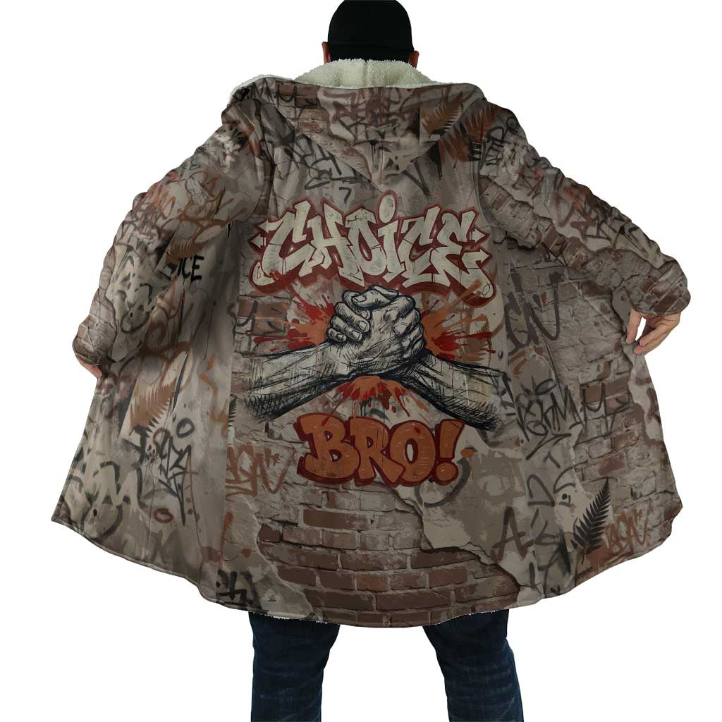 Choice Bro Graffiti Handshake Cloak New Zealand Slang Fern Brick Wall and Urban Street Art