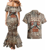 Choice Bro Graffiti Handshake Couples Matching Mermaid Dress and Hawaiian Shirt New Zealand Slang Fern Brick Wall and Urban Street Art TS04 - Polynesian Pride