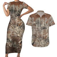 Choice Bro Graffiti Handshake Couples Matching Short Sleeve Bodycon Dress and Hawaiian Shirt New Zealand Slang Fern Brick Wall and Urban Street Art