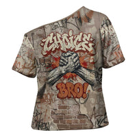 Choice Bro Graffiti Handshake Cross Shoulder Shirt New Zealand Slang Fern Brick Wall and Urban Street Art