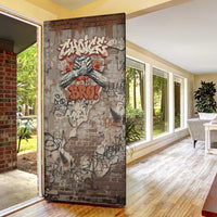 Choice Bro Graffiti Handshake Door Cover New Zealand Slang Fern Brick Wall and Urban Street Art
