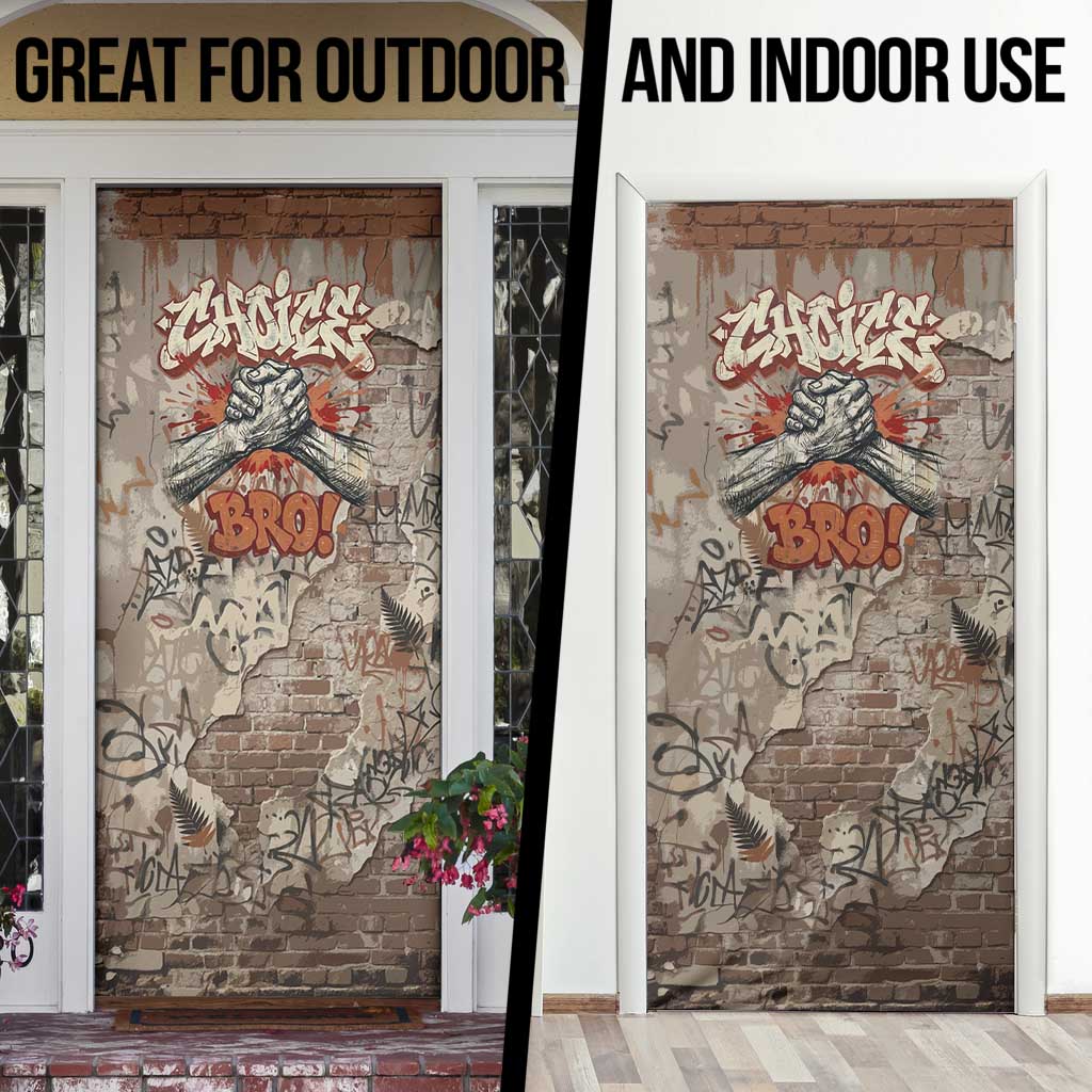 Choice Bro Graffiti Handshake Door Cover New Zealand Slang Fern Brick Wall and Urban Street Art