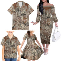 Choice Bro Graffiti Handshake Family Matching Off The Shoulder Long Sleeve Dress and Hawaiian Shirt New Zealand Slang Fern Brick Wall and Urban Street Art