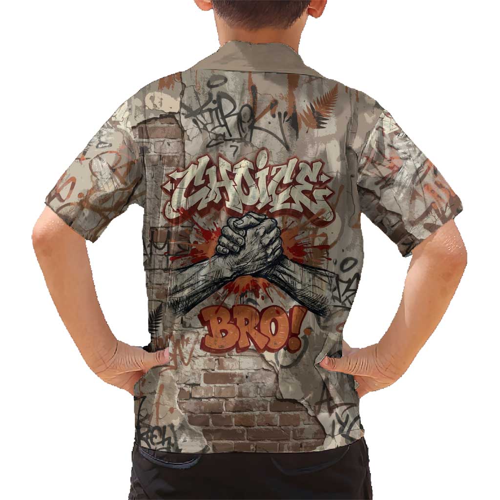 Choice Bro Graffiti Handshake Family Matching Summer Maxi Dress and Hawaiian Shirt New Zealand Slang Fern Brick Wall and Urban Street Art TS04 - Polynesian Pride