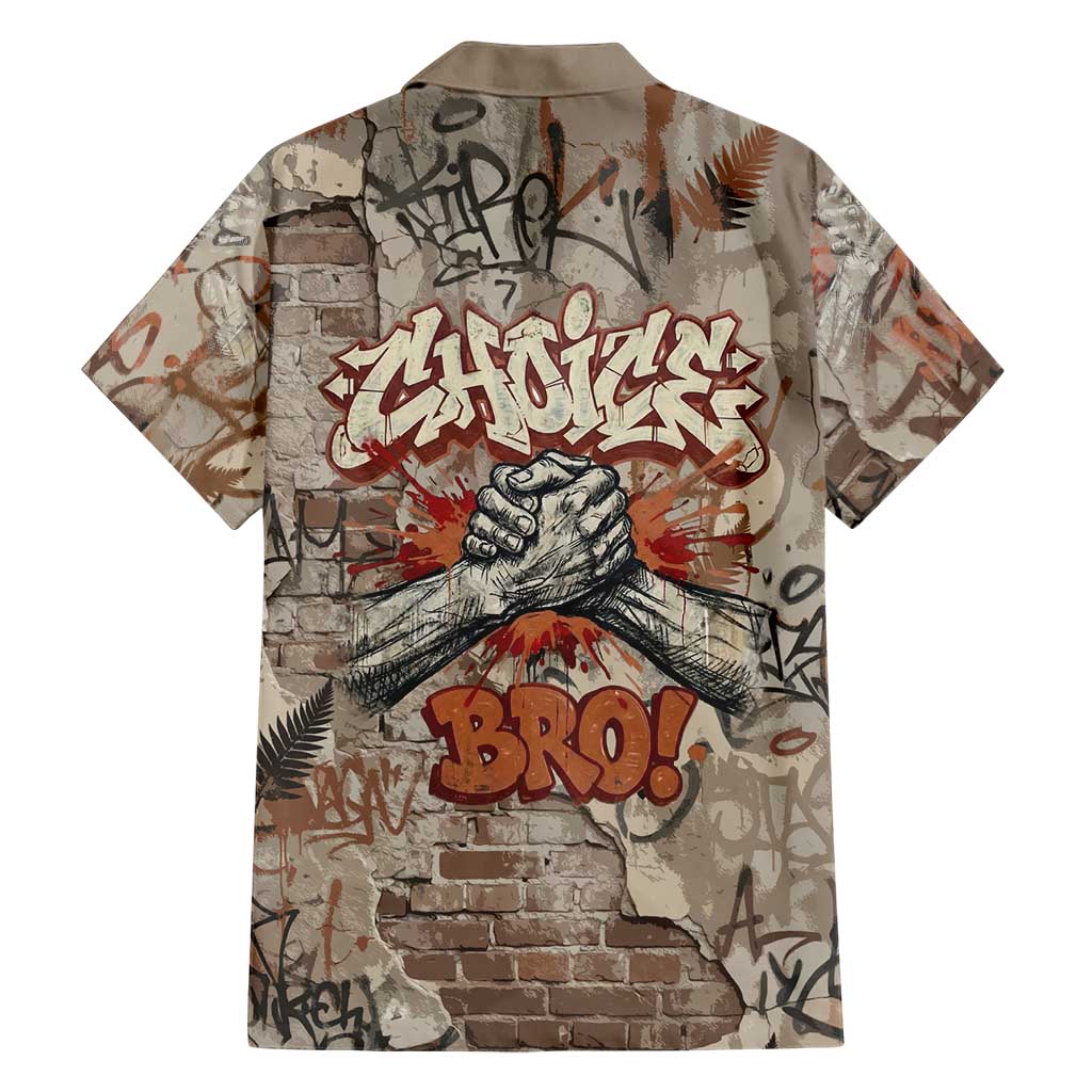 Choice Bro Graffiti Handshake Family Matching Summer Maxi Dress and Hawaiian Shirt New Zealand Slang Fern Brick Wall and Urban Street Art TS04 - Polynesian Pride