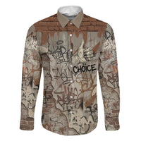 Choice Bro Graffiti Handshake Family Matching Summer Maxi Dress and Hawaiian Shirt New Zealand Slang Fern Brick Wall and Urban Street Art TS04 Dad's Shirt - Long Sleeve Multicolor - Polynesian Pride