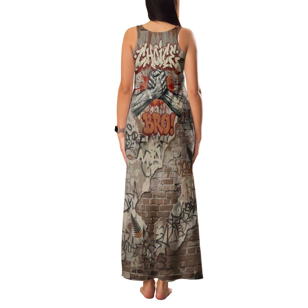 Choice Bro Graffiti Handshake Family Matching Tank Maxi Dress and Hawaiian Shirt New Zealand Slang Fern Brick Wall and Urban Street Art