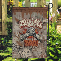 Choice Bro Graffiti Handshake Garden Flag New Zealand Slang Fern Brick Wall and Urban Street Art
