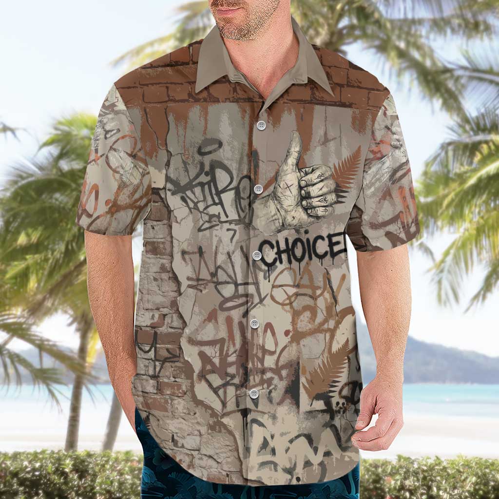Choice Bro Graffiti Handshake Hawaiian Shirt New Zealand Slang Fern Brick Wall and Urban Street Art