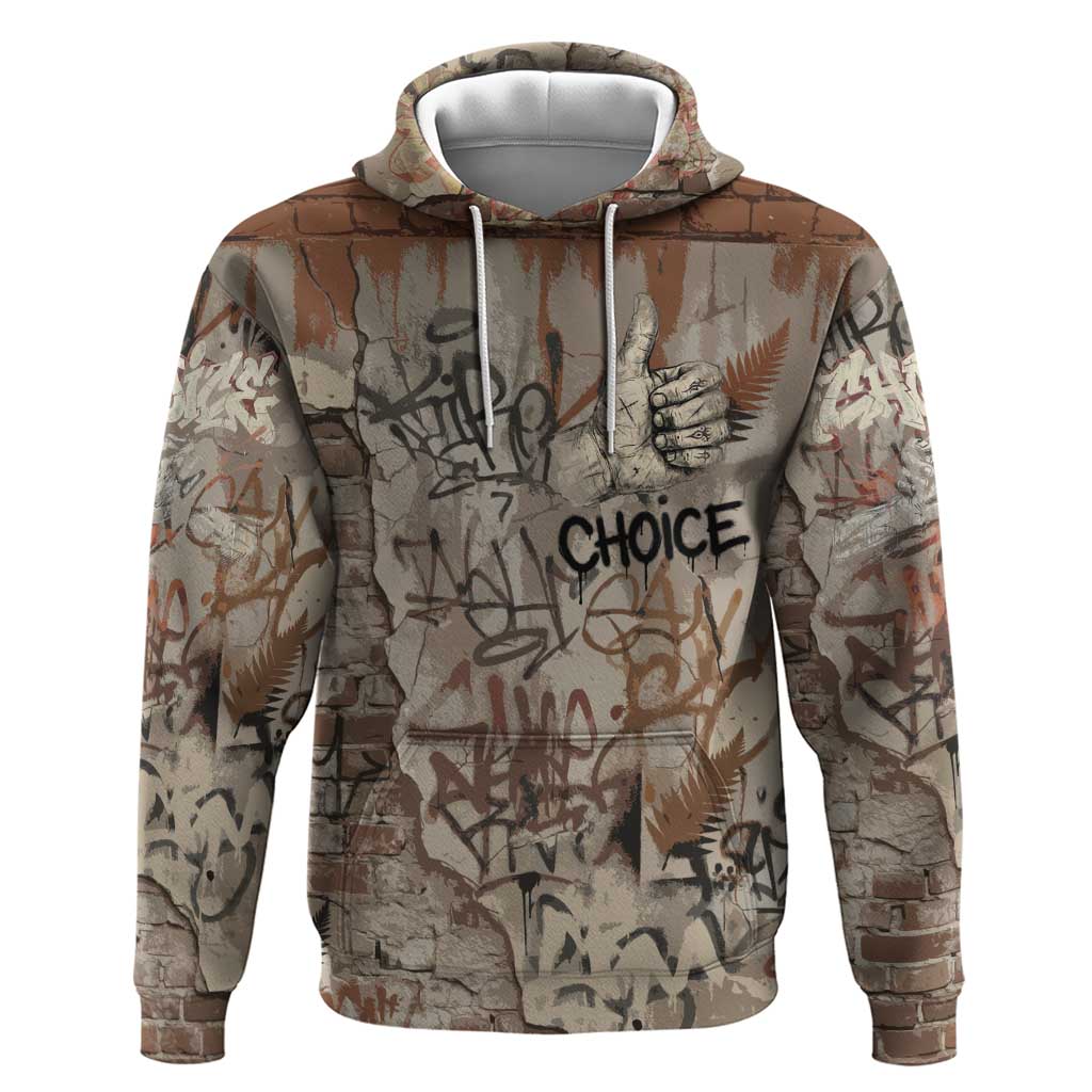 Choice Bro Graffiti Handshake Hoodie New Zealand Slang Fern Brick Wall and Urban Street Art