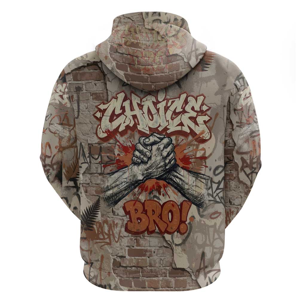 Choice Bro Graffiti Handshake Hoodie New Zealand Slang Fern Brick Wall and Urban Street Art