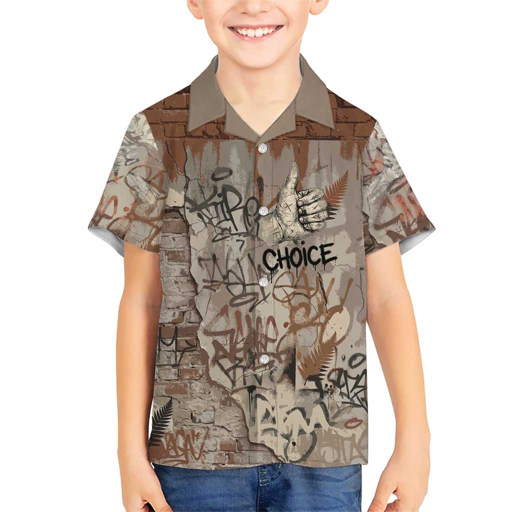 Choice Bro Graffiti Handshake Kid Hawaiian Shirt New Zealand Slang Fern Brick Wall and Urban Street Art TS04 Kid Multicolor - Polynesian Pride