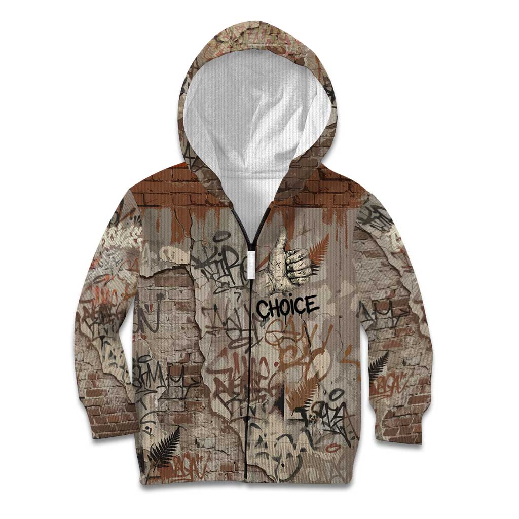 Choice Bro Graffiti Handshake Kid Hoodie New Zealand Slang Fern Brick Wall and Urban Street Art