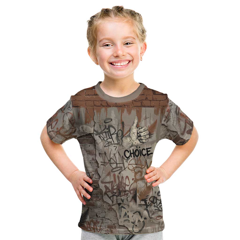 Choice Bro Graffiti Handshake Kid T Shirt New Zealand Slang Fern Brick Wall and Urban Street Art