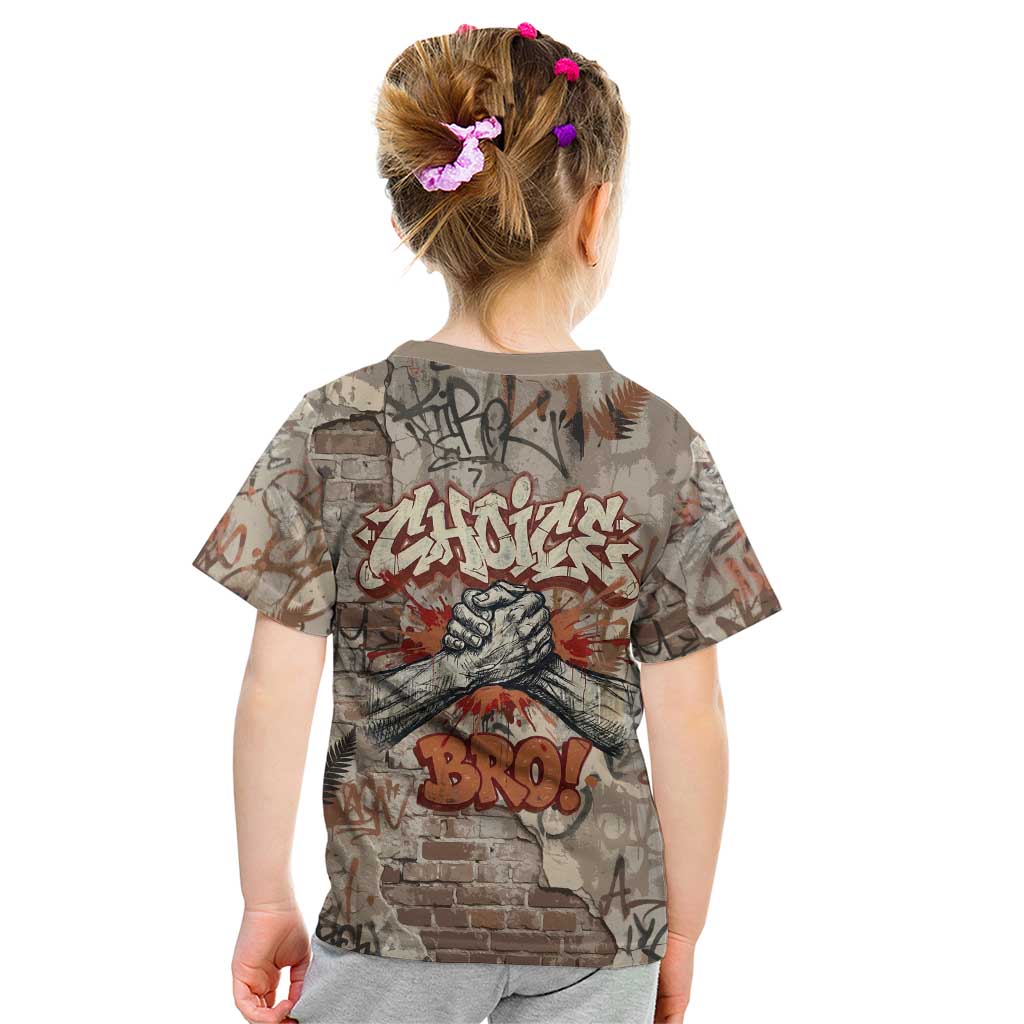 Choice Bro Graffiti Handshake Kid T Shirt New Zealand Slang Fern Brick Wall and Urban Street Art