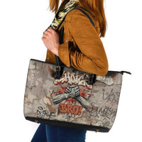 Choice Bro Graffiti Handshake Leather Tote Bag New Zealand Slang Fern Brick Wall and Urban Street Art TS04 Multicolor - Polynesian Pride