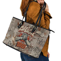 Choice Bro Graffiti Handshake Leather Tote Bag New Zealand Slang Fern Brick Wall and Urban Street Art TS04 - Polynesian Pride