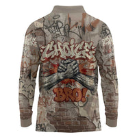 Choice Bro Graffiti Handshake Long Sleeve Polo Shirt New Zealand Slang Fern Brick Wall and Urban Street Art