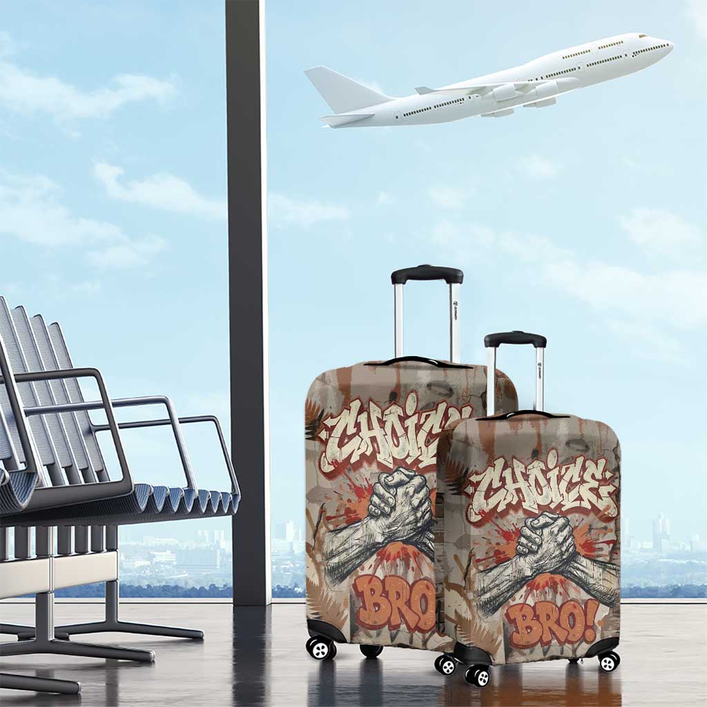 Choice Bro Graffiti Handshake Luggage Cover New Zealand Slang Fern Brick Wall and Urban Street Art