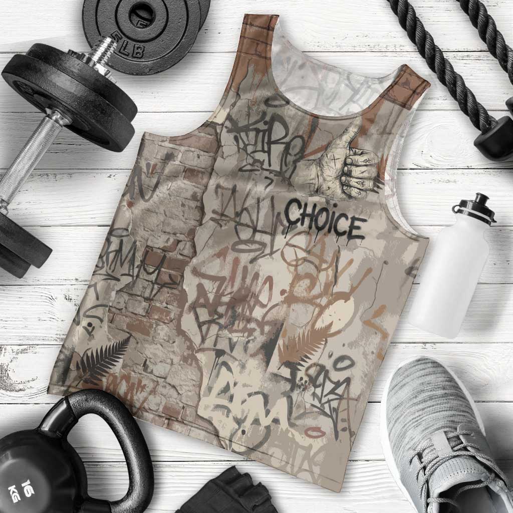 Choice Bro Graffiti Handshake Men Tank Top New Zealand Slang Fern Brick Wall and Urban Street Art