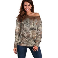 Choice Bro Graffiti Handshake Off Shoulder Sweater New Zealand Slang Fern Brick Wall and Urban Street Art