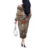 Choice Bro Graffiti Handshake Off The Shoulder Long Sleeve Dress New Zealand Slang Fern Brick Wall and Urban Street Art TS04 - Polynesian Pride