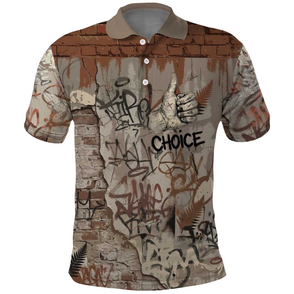 Choice Bro Graffiti Handshake Polo Shirt New Zealand Slang Fern Brick Wall and Urban Street Art