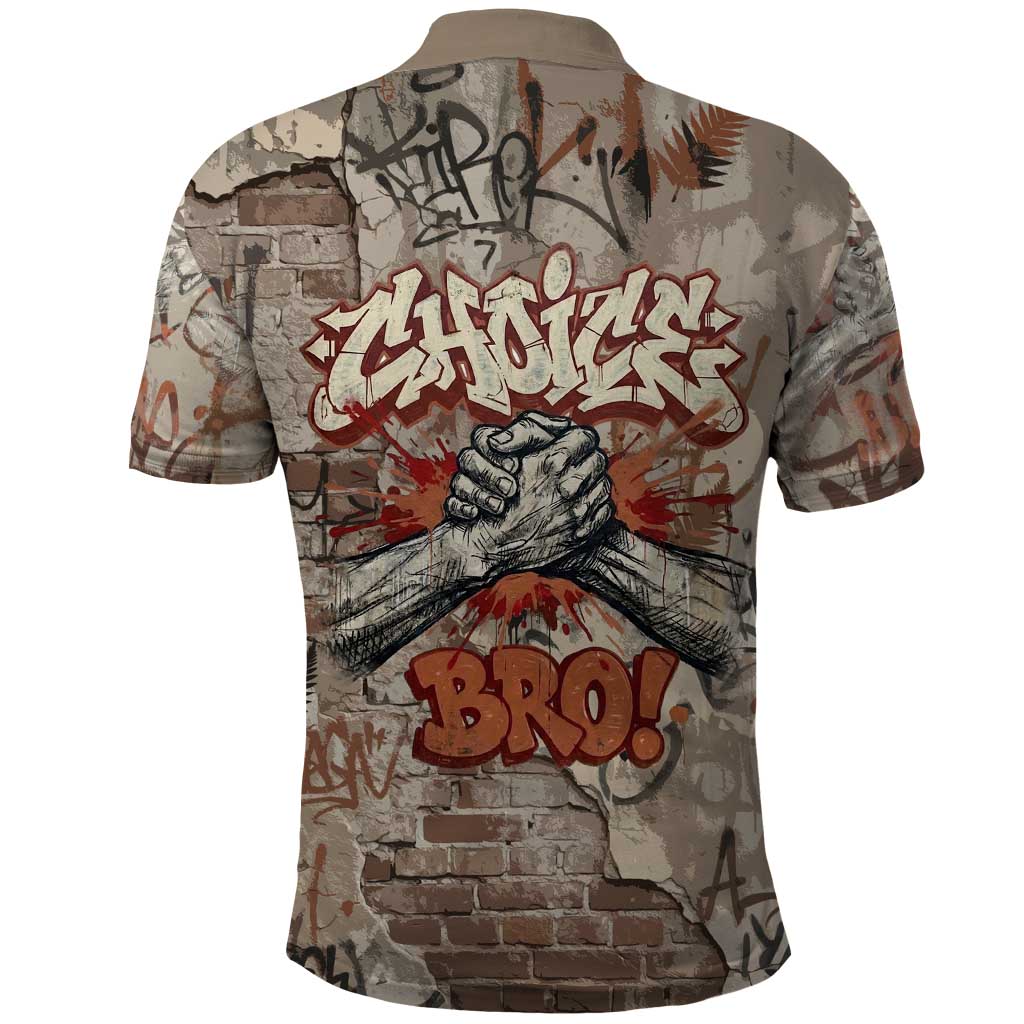 Choice Bro Graffiti Handshake Polo Shirt New Zealand Slang Fern Brick Wall and Urban Street Art