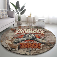 Choice Bro Graffiti Handshake Round Carpet New Zealand Slang Fern Brick Wall and Urban Street Art