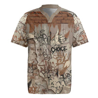 Choice Bro Graffiti Handshake Rugby Jersey New Zealand Slang Fern Brick Wall and Urban Street Art
