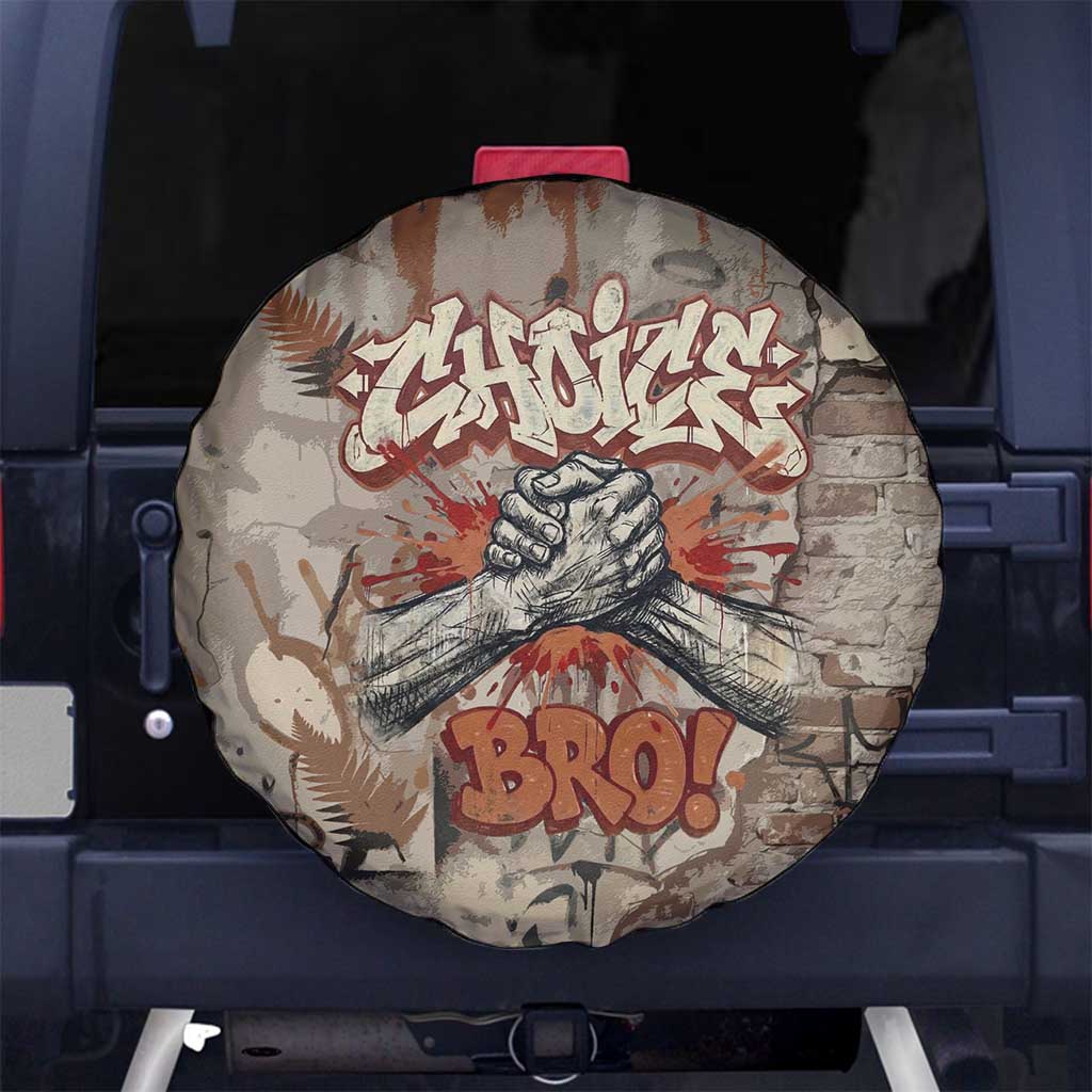 Choice Bro Graffiti Handshake Spare Tire Cover New Zealand Slang Fern Brick Wall and Urban Street Art