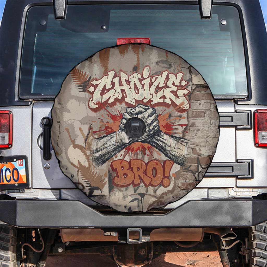 Choice Bro Graffiti Handshake Spare Tire Cover New Zealand Slang Fern Brick Wall and Urban Street Art