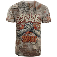 Choice Bro Graffiti Handshake T Shirt New Zealand Slang Fern Brick Wall and Urban Street Art