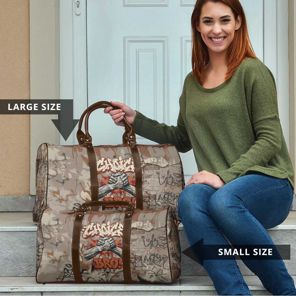 Choice Bro Graffiti Handshake Travel Bag New Zealand Slang Fern Brick Wall and Urban Street Art