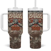 Choice Bro Graffiti Handshake Tumbler With Handle New Zealand Slang Fern Brick Wall and Urban Street Art