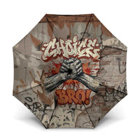 Choice Bro Graffiti Handshake Umbrella New Zealand Slang Fern Brick Wall and Urban Street Art