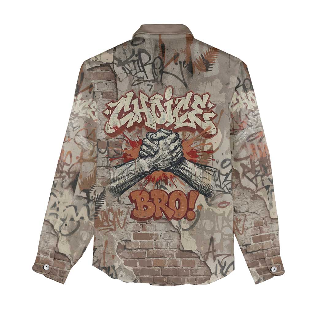 Choice Bro Graffiti Handshake Women Casual Shirt New Zealand Slang Fern Brick Wall and Urban Street Art
