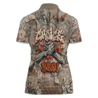 Choice Bro Graffiti Handshake Women Polo Shirt New Zealand Slang Fern Brick Wall and Urban Street Art