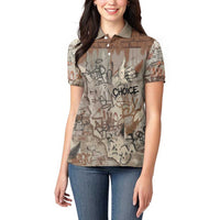 Choice Bro Graffiti Handshake Women Polo Shirt New Zealand Slang Fern Brick Wall and Urban Street Art