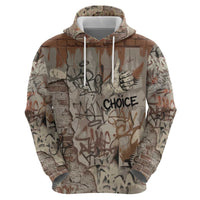 Choice Bro Graffiti Handshake Zip Hoodie New Zealand Slang Fern Brick Wall and Urban Street Art