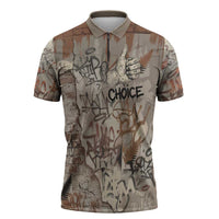 Choice Bro Graffiti Handshake Zipper Polo Shirt New Zealand Slang Fern Brick Wall and Urban Street Art