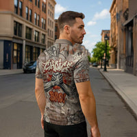 Choice Bro Graffiti Handshake Zipper Polo Shirt New Zealand Slang Fern Brick Wall and Urban Street Art