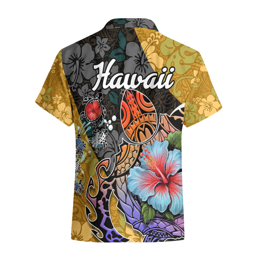 Hawaii Polynesian Hawaiian Shirt Turtles and Hibiscus Flower Gradient Pattern TS04 - Polynesian Pride