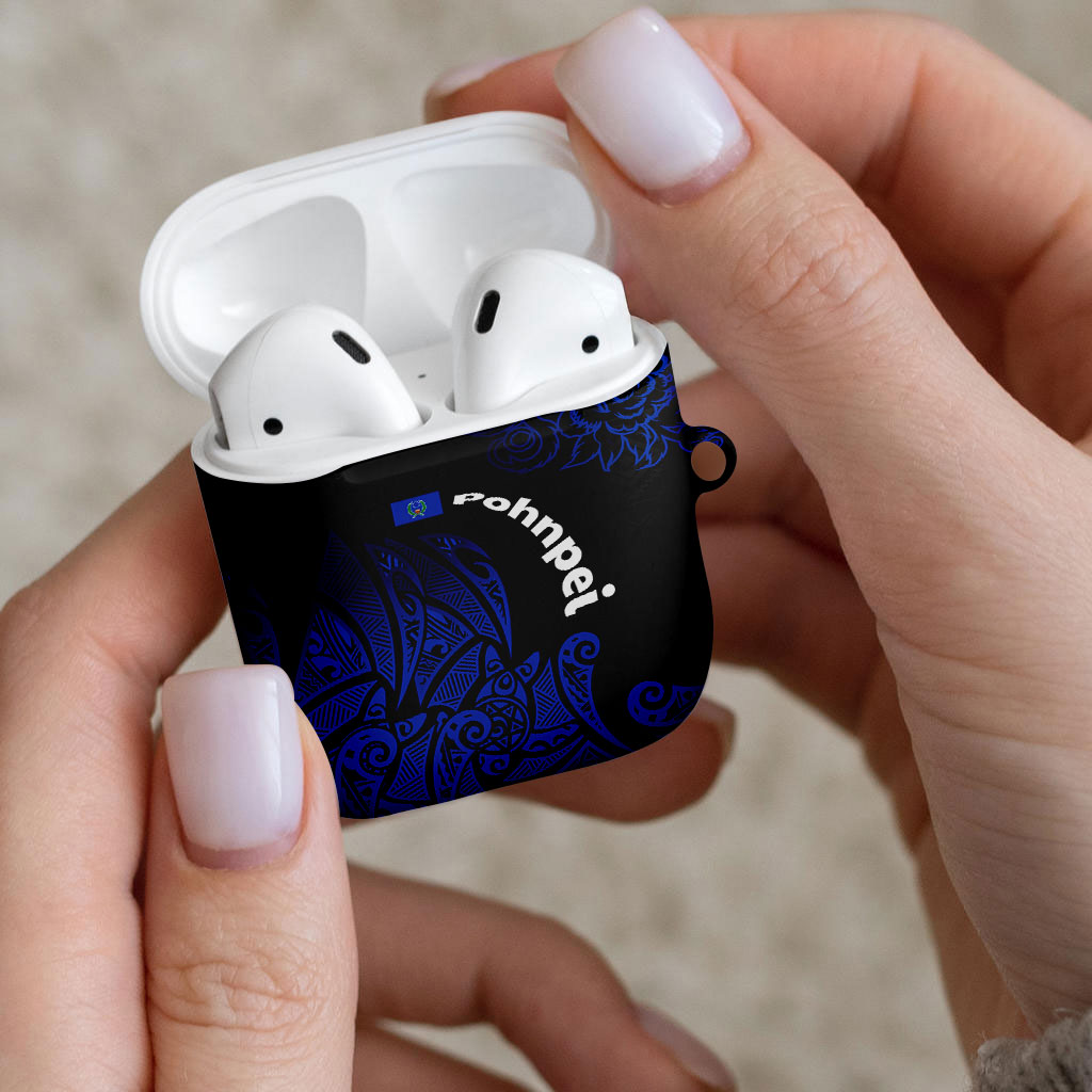 Pohnpei Federated States Of Micronesia AirPods Case Polynesian Tribal Heritage Art With Blue Island Tattoo Patterns