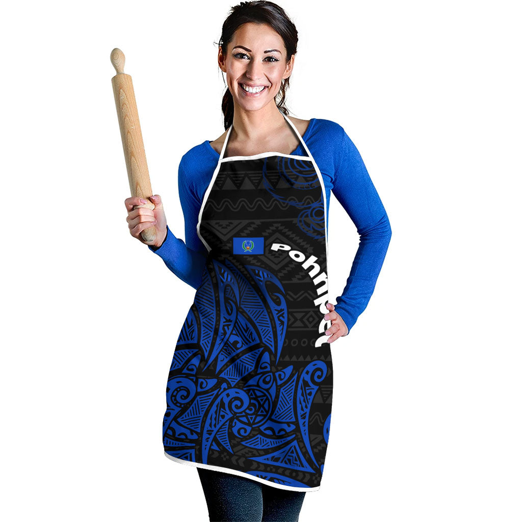 Pohnpei Federated States Of Micronesia Apron Polynesian Tribal Heritage Art With Blue Island Tattoo Patterns
