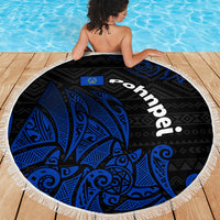 Pohnpei Federated States Of Micronesia Beach Blanket Polynesian Tribal Heritage Art With Blue Island Tattoo Patterns