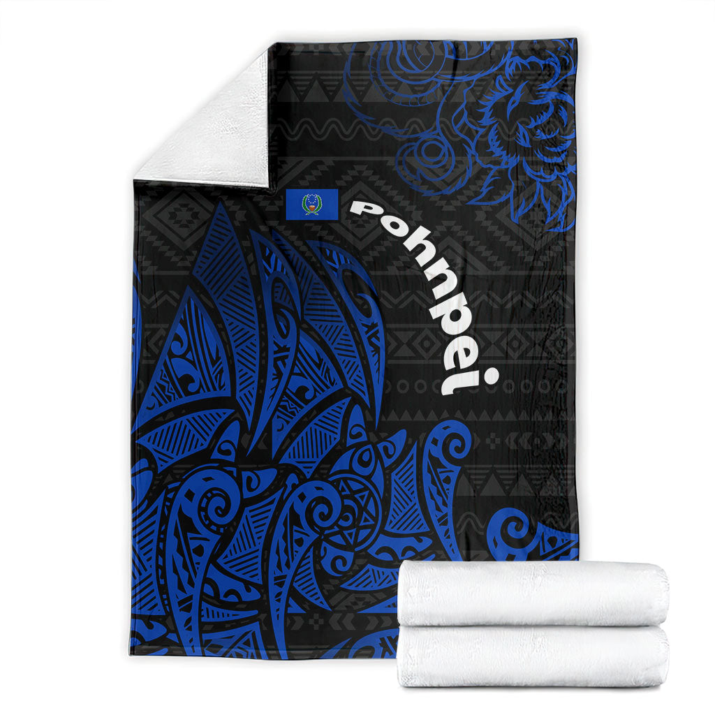 Pohnpei Federated States Of Micronesia Blanket Polynesian Tribal Heritage Art With Blue Island Tattoo Patterns