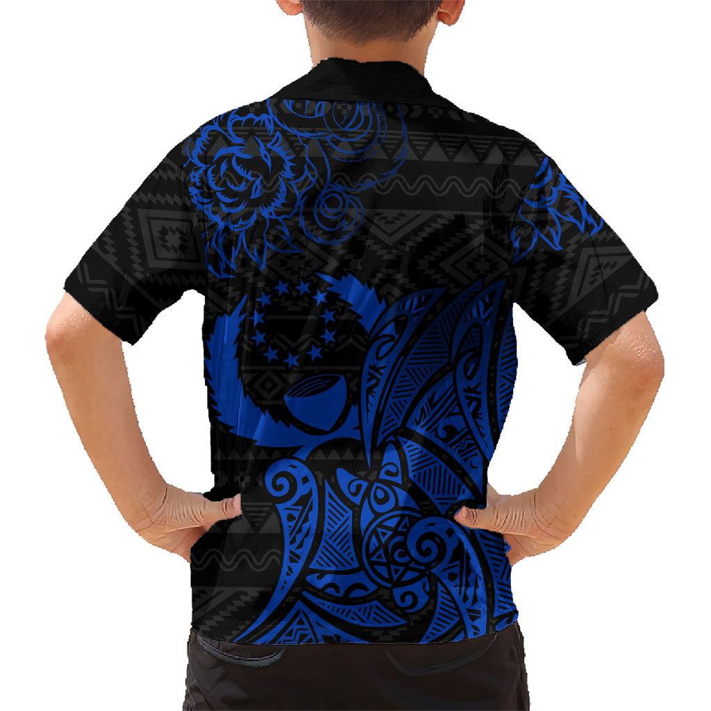 Pohnpei Federated States Of Micronesia Family Matching Long Sleeve Bodycon Dress and Hawaiian Shirt Polynesian Tribal Heritage Art With Blue Island Tattoo Patterns